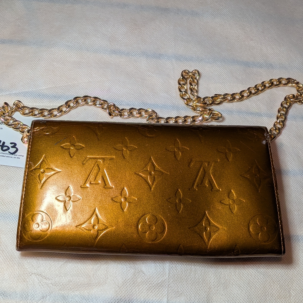 Louis Vuitton Bronze Metallic Monogram Wallet with Gold Chain - Picture 6 of 11